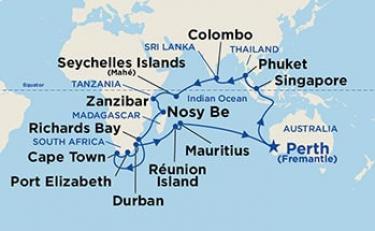 Image result for Princess Cruises maps 2020 Indian Ocean