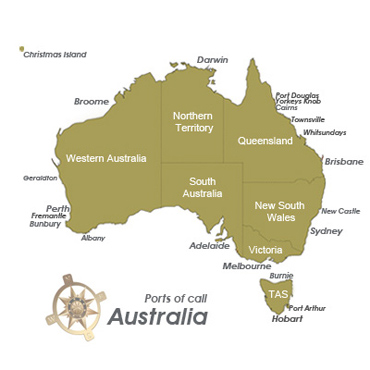 Australian Ports of call map