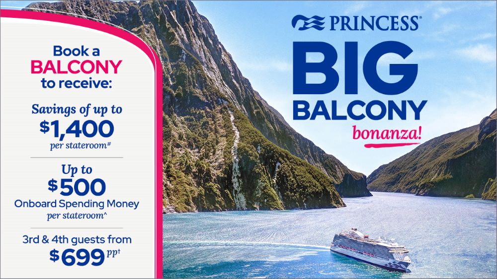 Princess Cruises  PLUS PACKAGE  Big Balcony Sale
