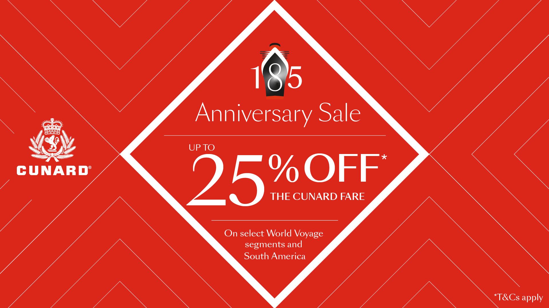 Cunard Cruises 185 Anniversary Sale
